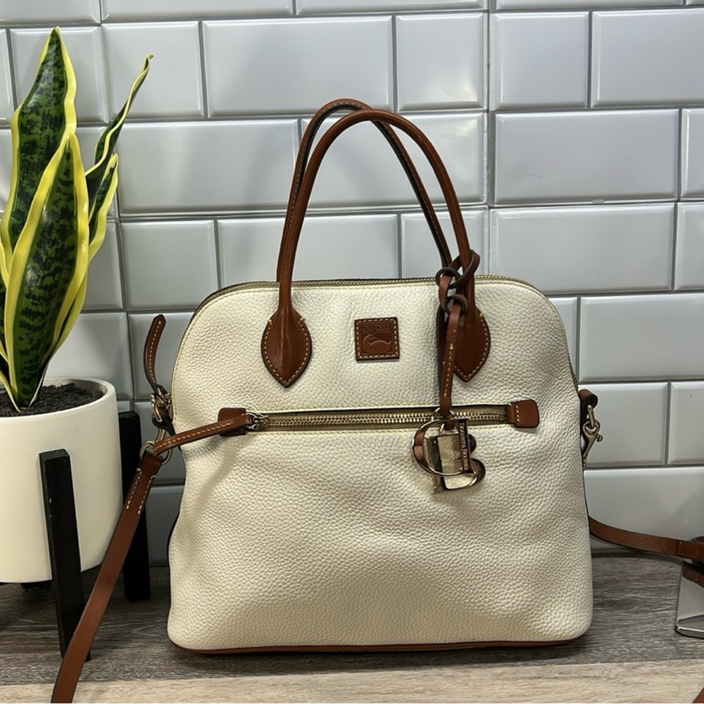 Dooney & Bourke Large Pebble Grain Domed Satchel in Ivory! GUC!